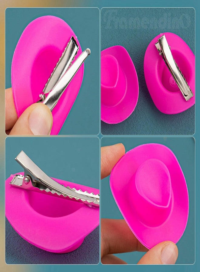 Framendino, 12 Pack Mini Western Cowboy Hat Hair Clip Pink Barrettes for Clothing Decoration - Image 5