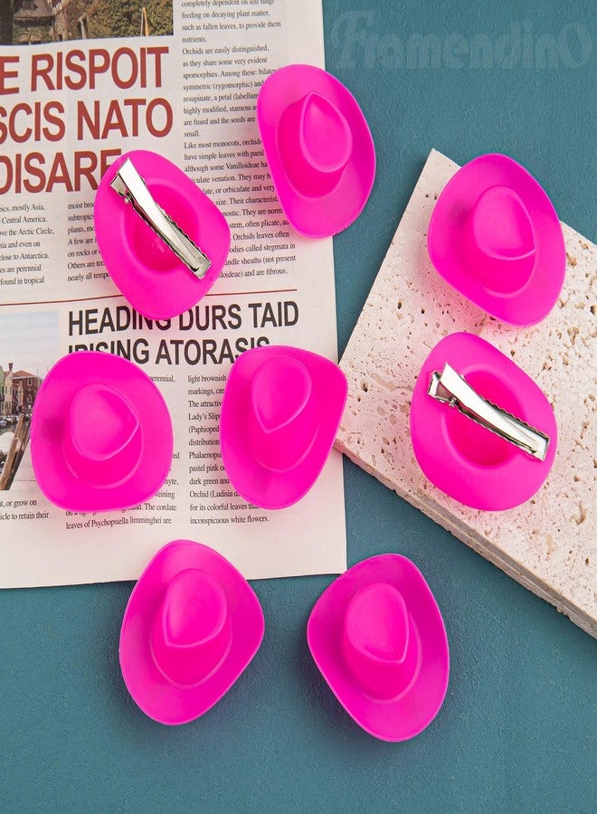 Framendino, 12 Pack Mini Western Cowboy Hat Hair Clip Pink Barrettes for Clothing Decoration - Image 4