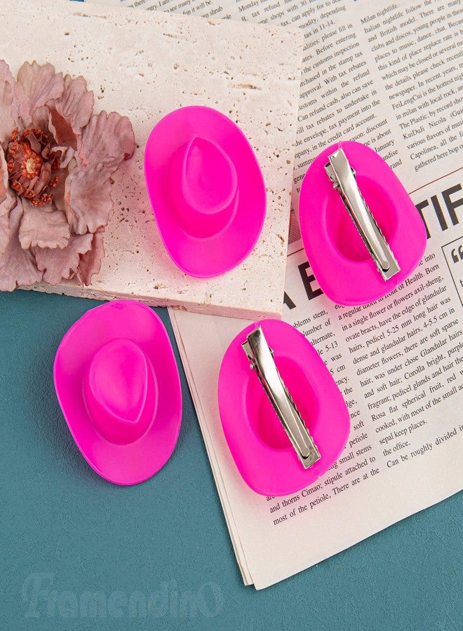 Framendino, 12 Pack Mini Western Cowboy Hat Hair Clip Pink Barrettes for Clothing Decoration - Image 3
