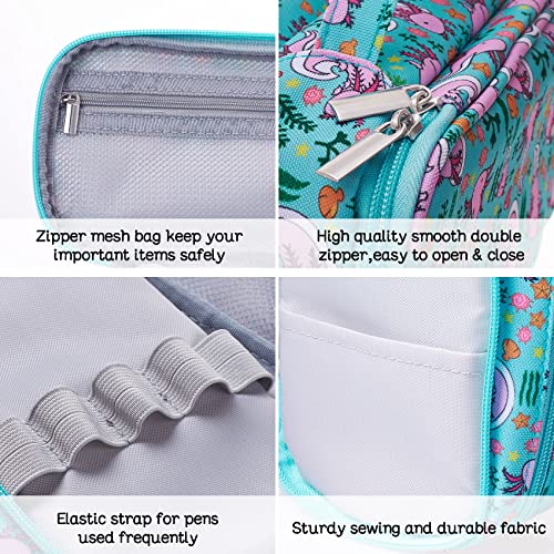 LParkin Axolotl Pencil Case Super Large Capacity 3 Compartments Canvas Pencil Box Kawaii Makeup Bag Cute Axolotl Gifts for Students Teen Boys Girls - Image 5