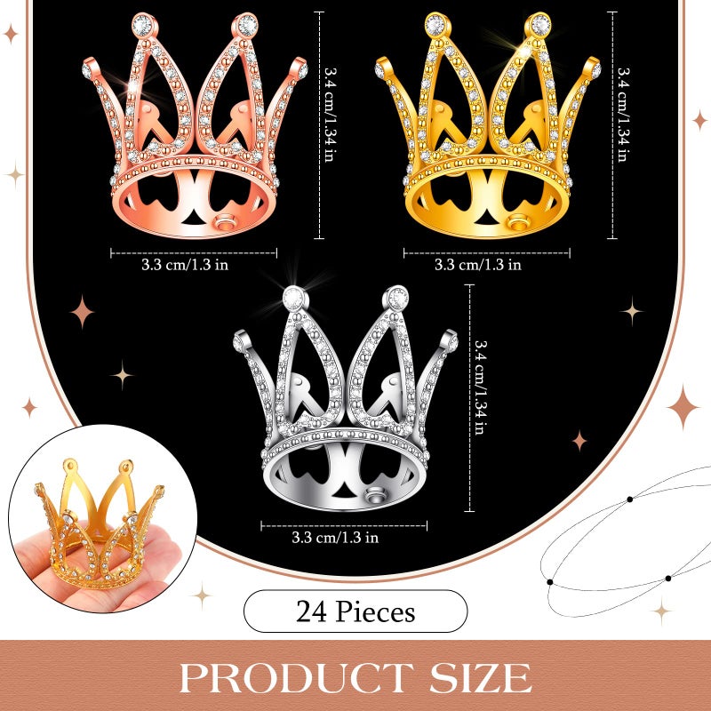 Yulejo 24 Pcs Crown Cake Topper Mini Baby Tiny Queen Small Princess Headpiece Decoration for Women Lady Girl Bridal Wedding Royal Themed Shower Decor Birthday Party (Multi Colors) - Image 2