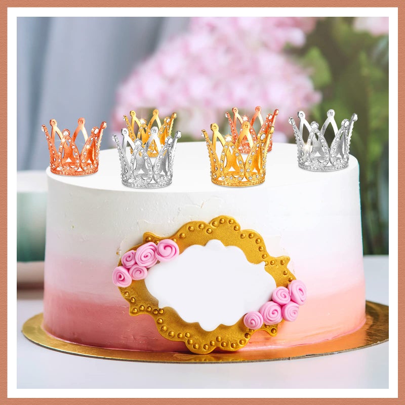 Yulejo 24 Pcs Crown Cake Topper Mini Baby Tiny Queen Small Princess Headpiece Decoration for Women Lady Girl Bridal Wedding Royal Themed Shower Decor Birthday Party (Multi Colors) - Image 5