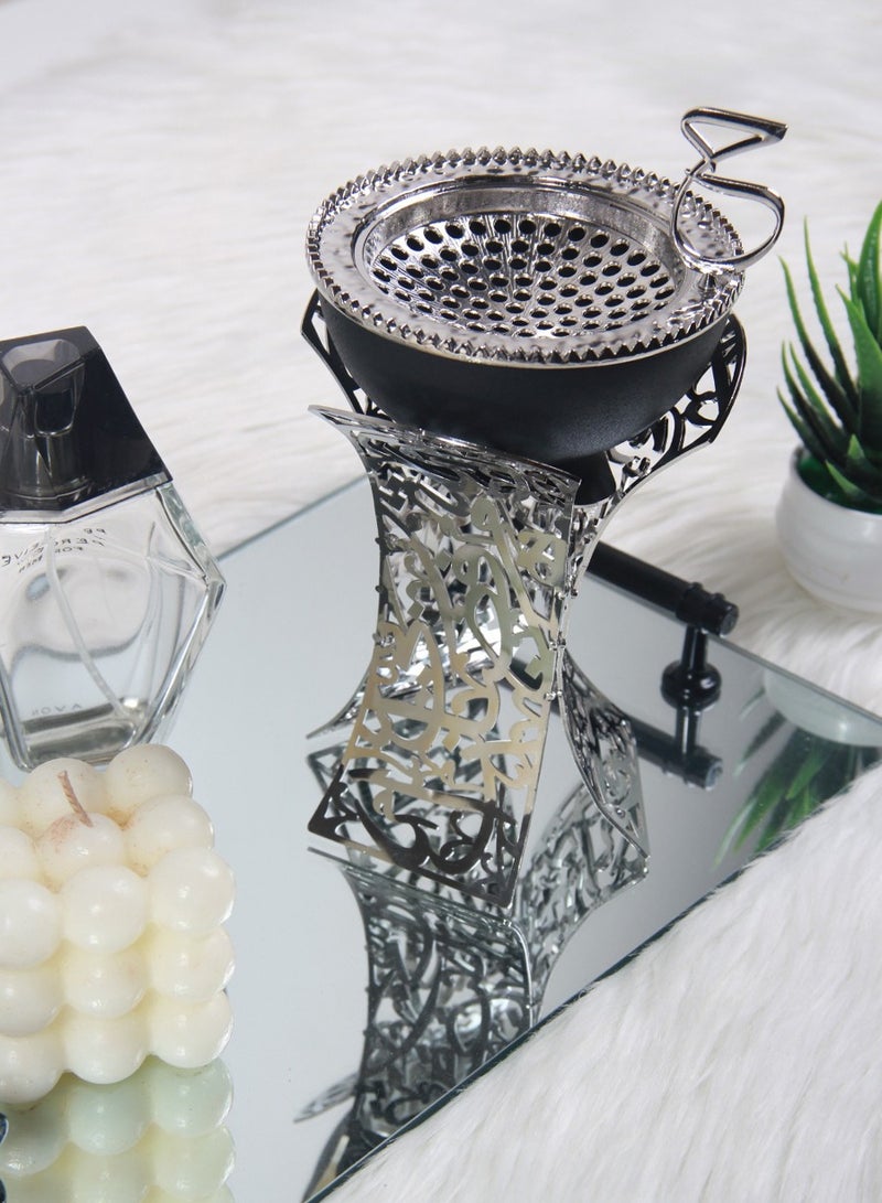 Luxury one-piece incense burner black/silver  - Image 2