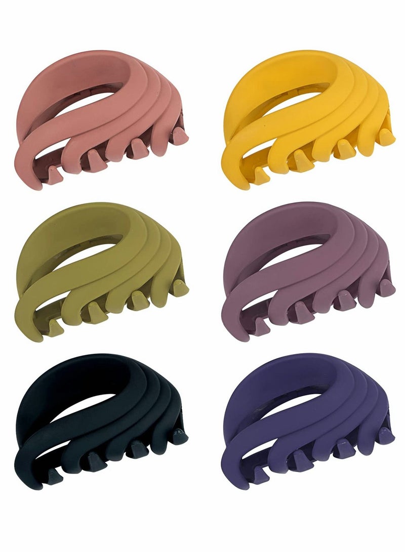 Excefore Hair Clips, 6 Pcs Medium Hair Claw Clips for Women Girl Kids, 2.6 inch Non Slip Flower Clips Decorative Matte Hair Clamps for Fine Hair and Thick Hair Strong Hold Jaw Clip,Hair Styling Accessories - Image 1