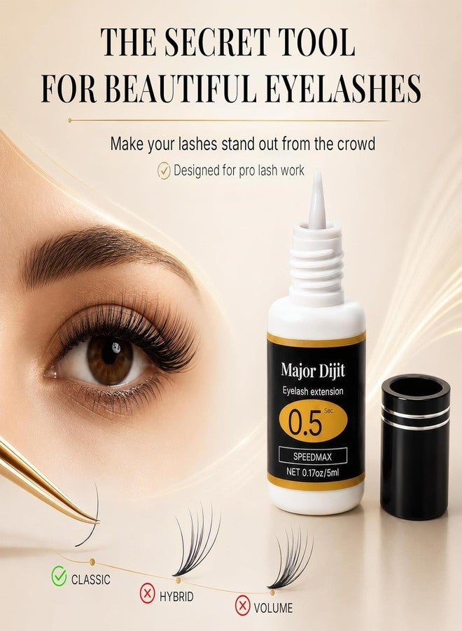 MAJOR DIJIT Eyelash Extension Glue 0.5 Sec Drying time Retention 4-5 Weeks Lash Tech Supplies (0.17 Fl Oz) - Image 4