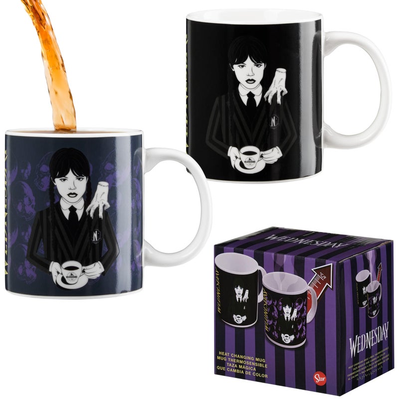 Wednesday Color Changing Coffee Mug Ceramic Heat Sensitive Magic Mug Unique Cool Coffee Cup for Teens and Adults Goth Horror Fans Gifts for Girls Women