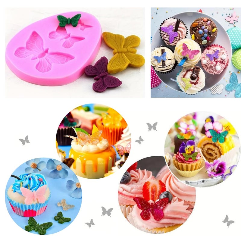 Skytail Butterfly & Rose Leaf Garland Silicone Fondant Mould for Candle Waxmelts Fondant Chocolate Candy Cake Decoration Jelly Cookie Cupcake Topper Ice Cube Sugarpaste Clay Resinart Jewelry Charms - Image 5