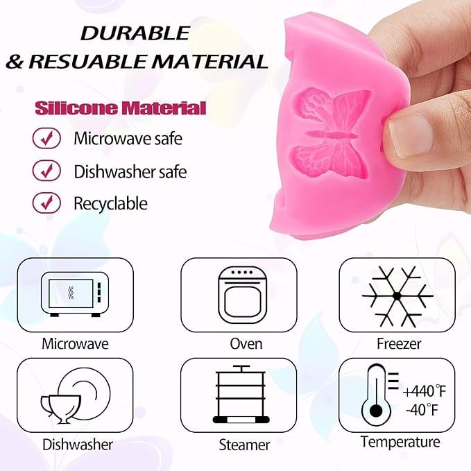 Skytail Butterfly & Rose Leaf Garland Silicone Fondant Mould for Candle Waxmelts Fondant Chocolate Candy Cake Decoration Jelly Cookie Cupcake Topper Ice Cube Sugarpaste Clay Resinart Jewelry Charms - Image 4