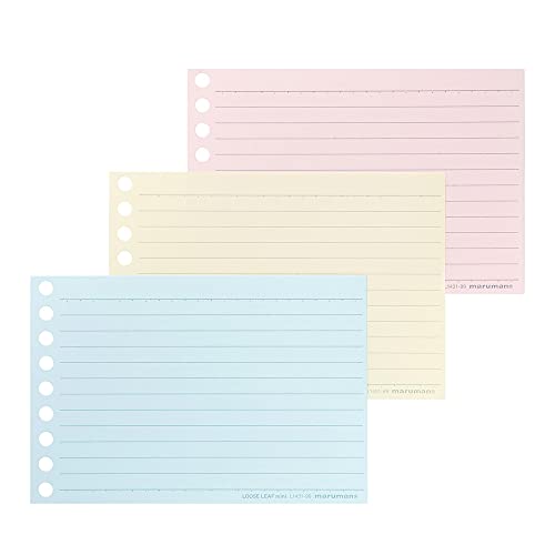Maruman Loose Leaf Paper B7 Mini 6mm Ruled 9 Holes 3 Colors(Pink Yellow Blue) 90 Sheets (L1431-99) x 2 - Image 4