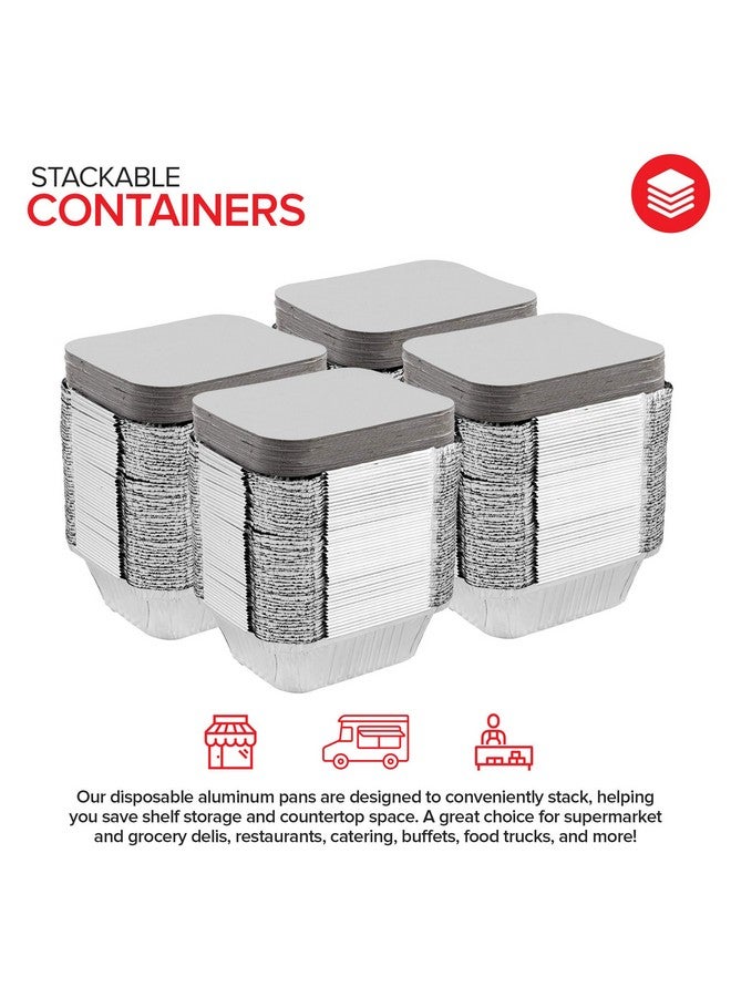 Stock Your Home Stock Your Home 1 Lb Aluminum Pans with Lids (100 Pack) - Food Containers with Cardboard Lids - Disposable & Recyclable Takeout Trays with Lids - to Go Containers for Restaurants, Catering, Delis - Image 4