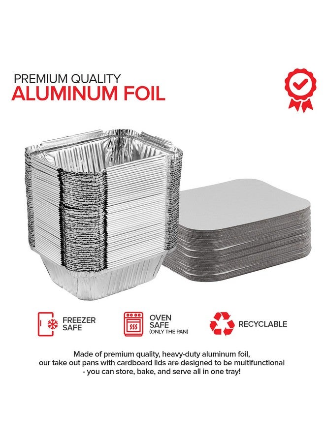 Stock Your Home Stock Your Home 1 Lb Aluminum Pans with Lids (100 Pack) - Food Containers with Cardboard Lids - Disposable & Recyclable Takeout Trays with Lids - to Go Containers for Restaurants, Catering, Delis - Image 3