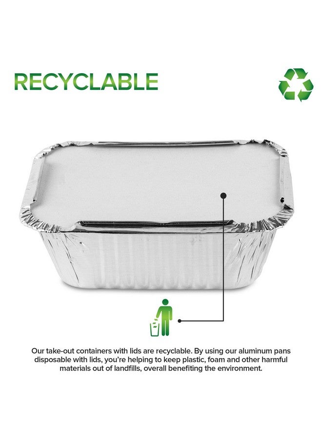 Stock Your Home Stock Your Home 1 Lb Aluminum Pans with Lids (100 Pack) - Food Containers with Cardboard Lids - Disposable & Recyclable Takeout Trays with Lids - to Go Containers for Restaurants, Catering, Delis - Image 5