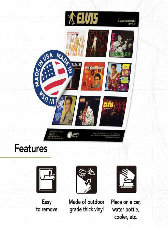 Desert Cactus Elvis Presley Stickers Vinyl Decal Laptop Water Bottle Car Scrapbook Sheet (Type 2) (Version 7) - Image 5