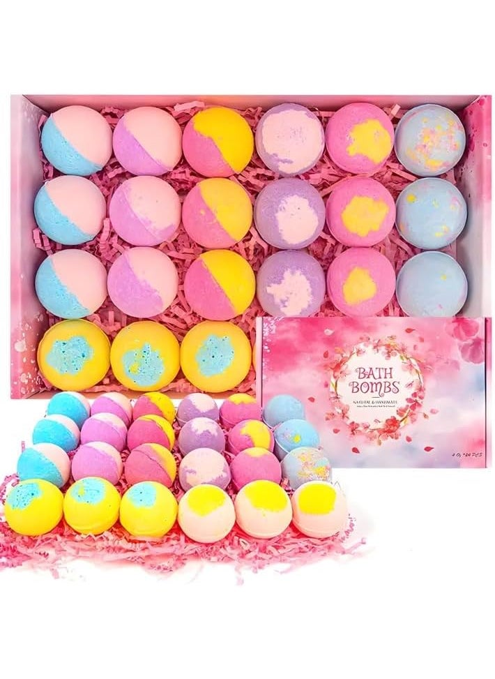 Generic Bath Bombs for Women 24pcs Handmade Natural Bath Bomb Gift Set Relaxing with Plant Aromatherapy and Essential Oils Spa VeganOrganic Gift Idea for HerGirlfriendWifeMotherBirthdayOil Bubble Bath 