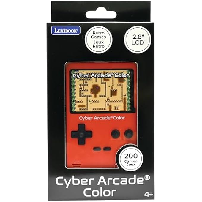 , CYBER ARCADE COLOR, PORTABLE RETRO GAMES CONSOLE, 200 GAMES OF ACTION, SPORT, RACING, PUZZLES AND MORE, 2.8" LCD COLOUR DISPLAY, RED, JL2389 - Image 4