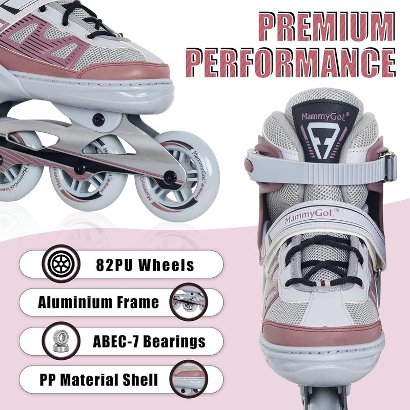 MammyGol Adjustable Inline Skates for Adults - Brown - Image 3