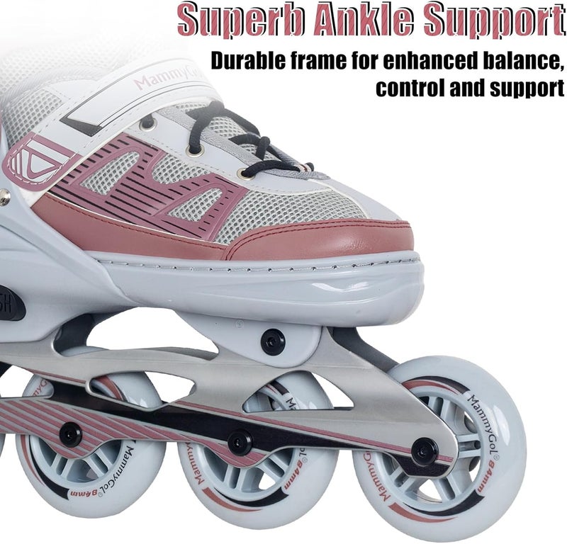 MammyGol Adjustable Inline Skates for Adults - Brown - Image 2
