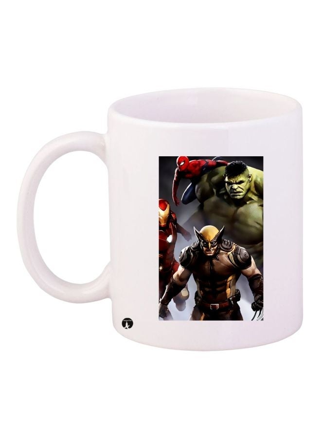 RYN Superheroes Printed Coffee Mug White/Red/Green 11ounce