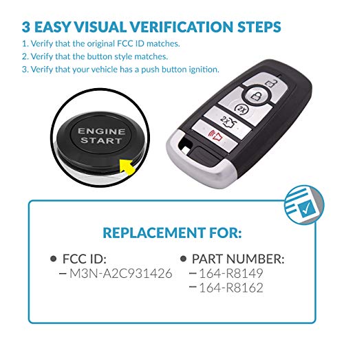 Keyless2Go Replacement for 5 Button Proximity Smart Key for Ford M3N-A2C931426 164-R8149 - Image 4