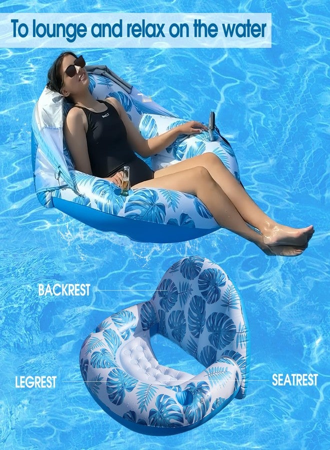 COOLCOOLDEE New Upgraded Pool Chair Float with Shade,XL Pool Floats for Adults Heavy Duty,Inflatable Pool Chair Lounge Float with Cup Holder & Backrest for Pool,Lake,Beach - Image 4