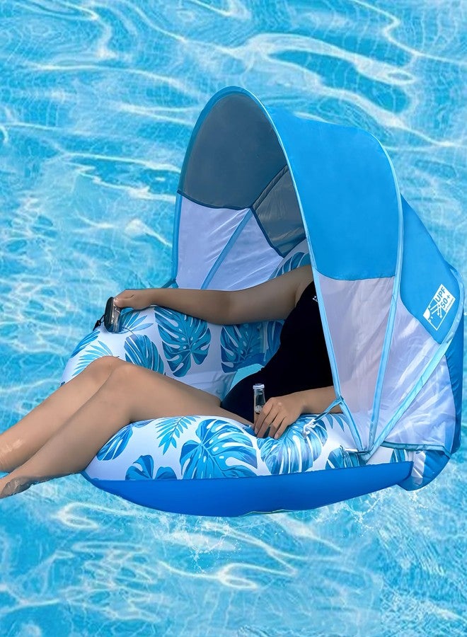 COOLCOOLDEE New Upgraded Pool Chair Float with Shade,XL Pool Floats for Adults Heavy Duty,Inflatable Pool Chair Lounge Float with Cup Holder & Backrest for Pool,Lake,Beach - Image 3