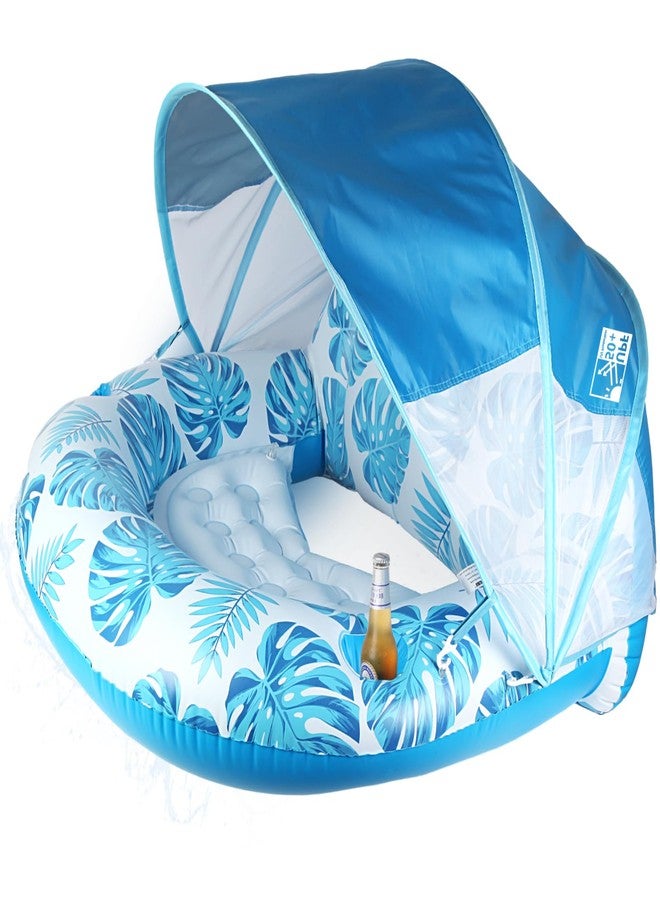 COOLCOOLDEE New Upgraded Pool Chair Float with Shade,XL Pool Floats for Adults Heavy Duty,Inflatable Pool Chair Lounge Float with Cup Holder & Backrest for Pool,Lake,Beach - Image 1