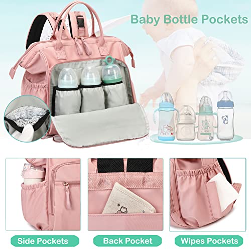 LORADI Convertible Diaper Bag Tote, Wide Open Top 14 Pockets Stylish Baby Diaper Bag with Stroller Buckle, Water-resistant (Mocha Mousse, Large) - Image 3