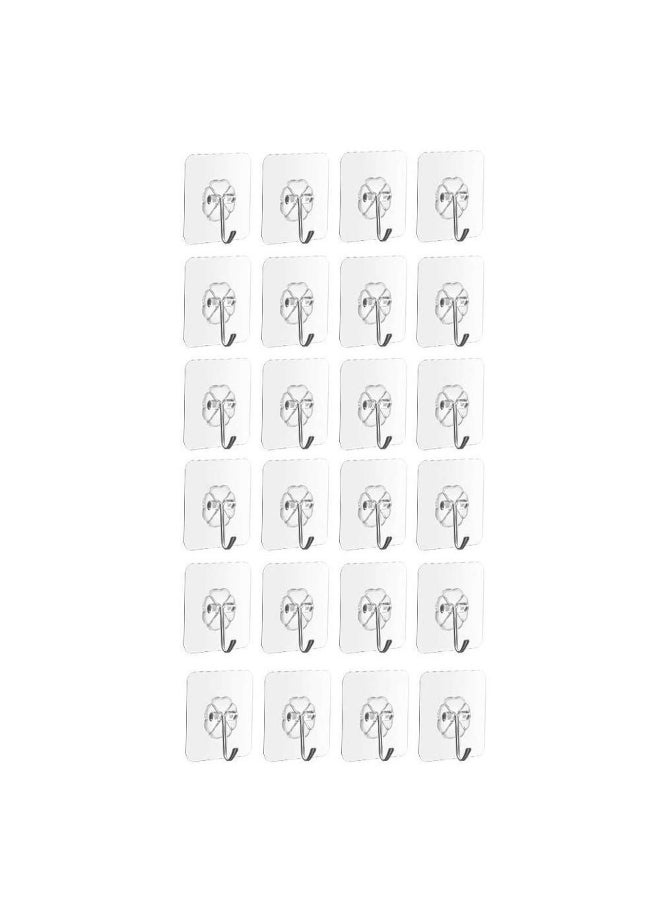 24PC Transparent Kitchen & Bathroom Hook Set