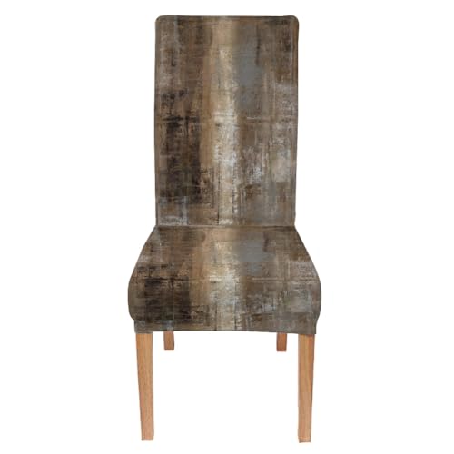 CAPSCEOLL Brown and Grey Chair Covers Dining Chair Slipcover Set of 4 Stretch Parsons Chair Slipcovers Universal Removable Washable Chair Seat Covers Protector for Dining Room Kitchen Hoteland Party - Image 2