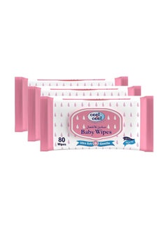 Cool Ultra Soft & Gentle Baby Wipes for Sensitive and Delicate Skin 80 Wet Wipes Pack of 3  - Image 1
