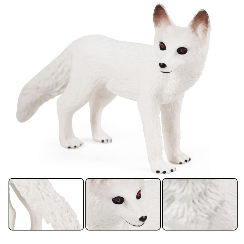 Bbiamsleep 4 Pieces White Fox Animal Figures Mini Animals Set Realistic Arctic Fox Family Figurines for Cake Topper Party Favors Christmas Birthday Supplies - Image 2
