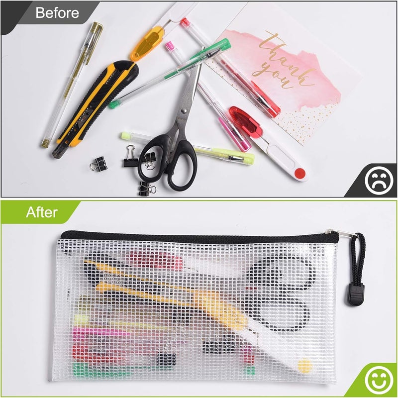 ASTEN Plastic Mesh Zipper Pencil Pouches, 6PCS Waterproof Tear-Resistant Document File Folders, A6 Size Zipper Documents Pouch Document Organizer Bags for School Office Home Travel Storage(9.25×4.25Inch) - Image 4