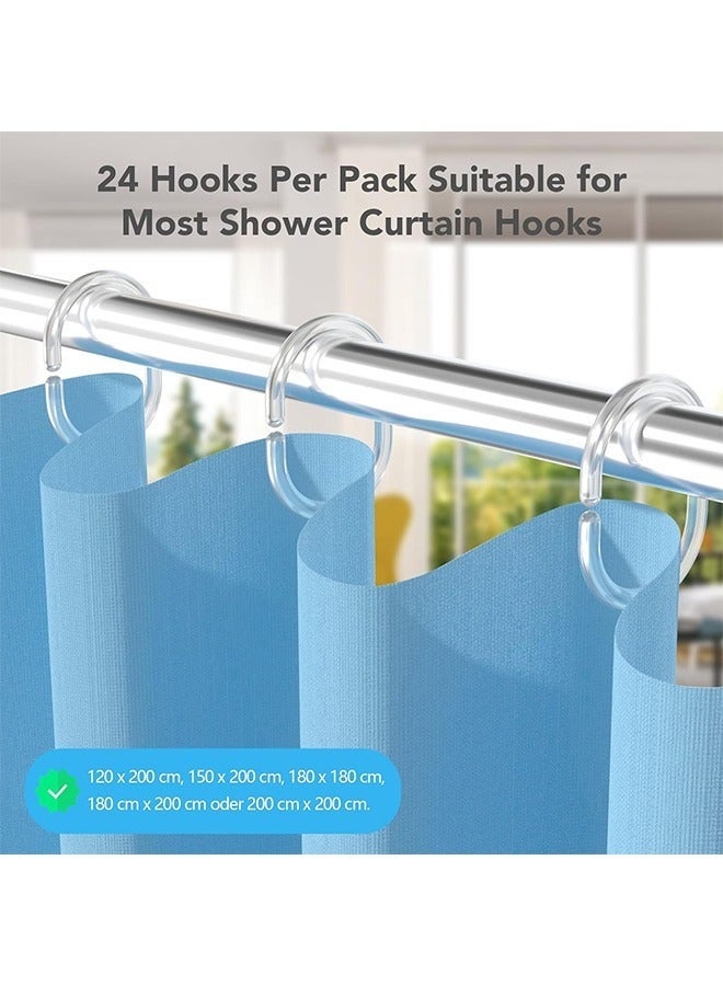 24 PCS Gliding Plastic Shower Curtain Rings Hooks, Curtain Rings Shower Curtain Hooks, Shower Curtain Rings Durable Bathroom Rings, Shower Window Rods(C-Shaped, Transparent) - Image 3