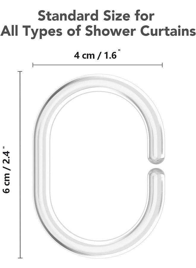 24 PCS Gliding Plastic Shower Curtain Rings Hooks, Curtain Rings Shower Curtain Hooks, Shower Curtain Rings Durable Bathroom Rings, Shower Window Rods(C-Shaped, Transparent) - Image 2