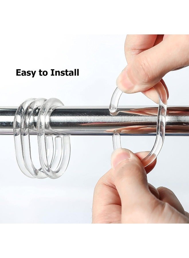24 PCS Gliding Plastic Shower Curtain Rings Hooks, Curtain Rings Shower Curtain Hooks, Shower Curtain Rings Durable Bathroom Rings, Shower Window Rods(C-Shaped, Transparent) - Image 4