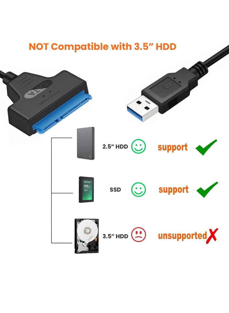 USB 3.0 to SATA Cable, USB to SATA III Hard Drive Adapter for 2.5 Inch SSD & HDD Data Transfer, Support UASP - Image 5