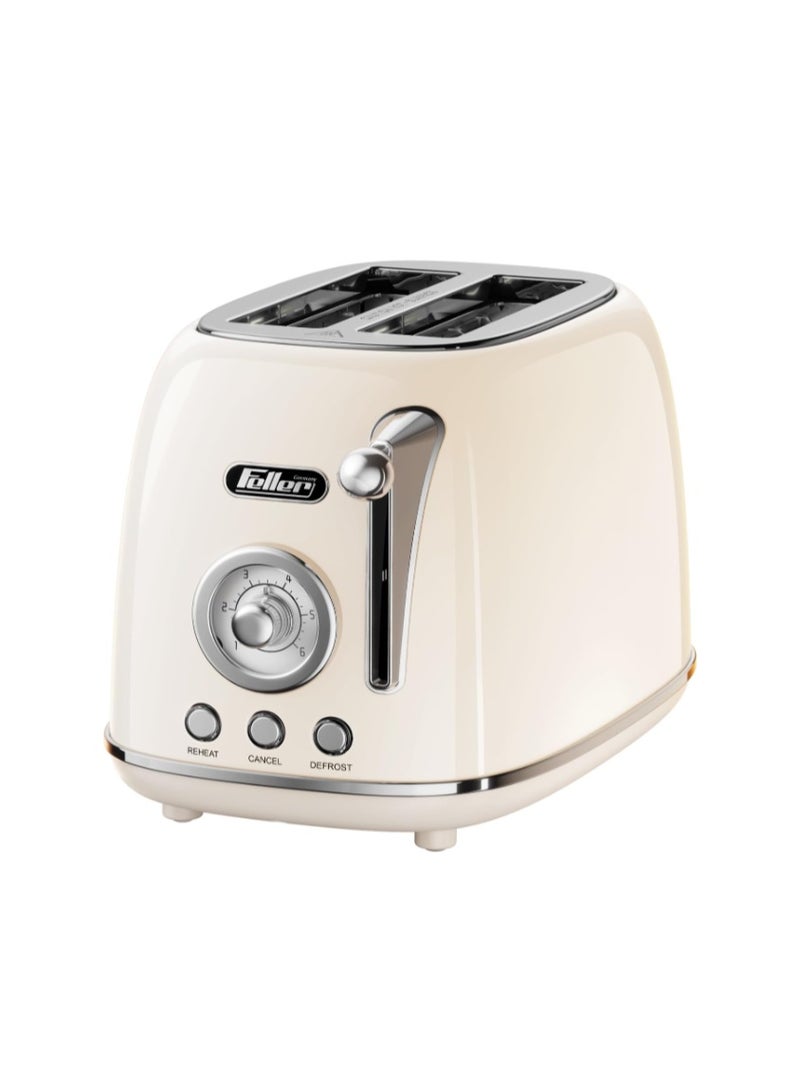 Feller Germany, Retro Style 2-Slice Toaster, 815 W, Stainless Steel, Dust Cover & Foldable Bun Warmer,Defrost, Reheat& Cancel, Metal Crumb Tray, TO290, 2Y Guarantee, UAE Version - Image 1