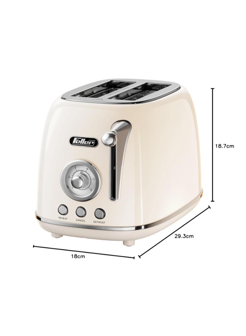 Feller Germany, Retro Style 2-Slice Toaster, 815 W, Stainless Steel, Dust Cover & Foldable Bun Warmer,Defrost, Reheat& Cancel, Metal Crumb Tray, TO290, 2Y Guarantee, UAE Version - Image 2