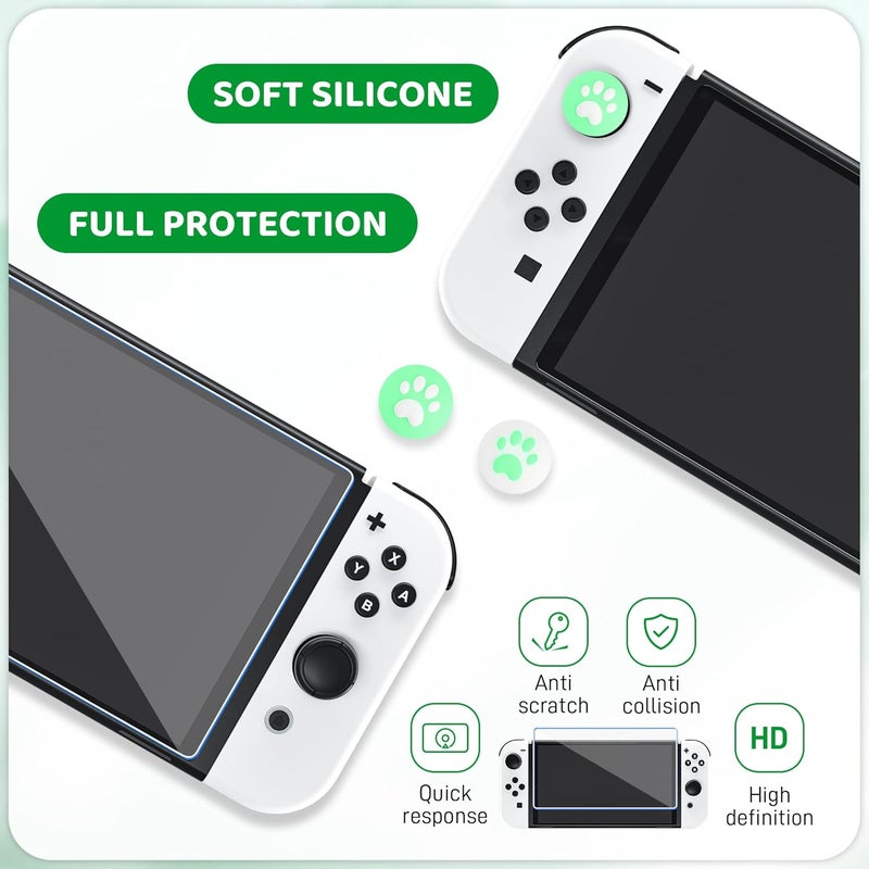 حقيبة حمل RHOTALL لجهاز Nintendo Switch Oled، حقيبة سفر محمولة بقشرة صلبة بتصميم الرخام الأخضر مع غطاء واقي، واقي شاشة، حزام كتف قابل للتعديل وقبعتين للإبهام - Image 5