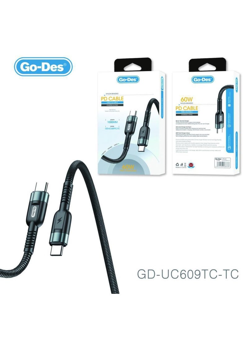 جو-ديز كابل سريع من نوع Type-C إلى Type-C PD GD-UC609