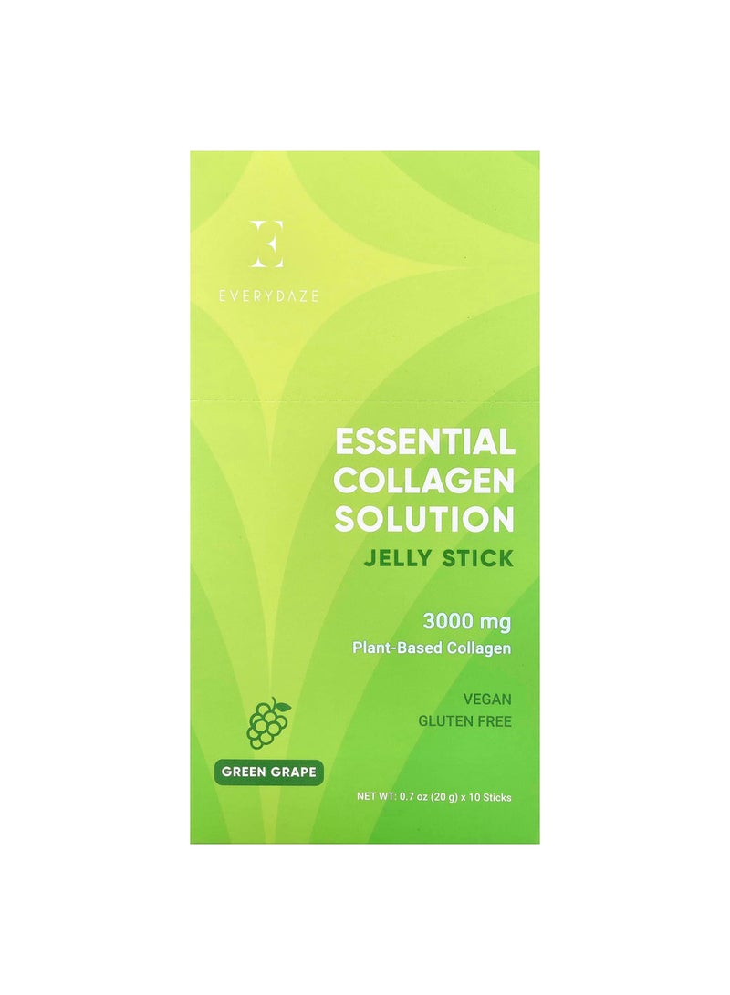 Essential Collagen Solution Jelly Stick, Green Grape, 10 Sticks, 0.7 oz (20 g) Each