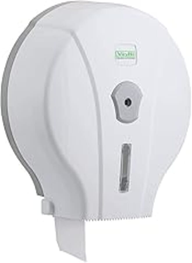 Vialli mj1 mini jumbo toilet tissue dispenser, white