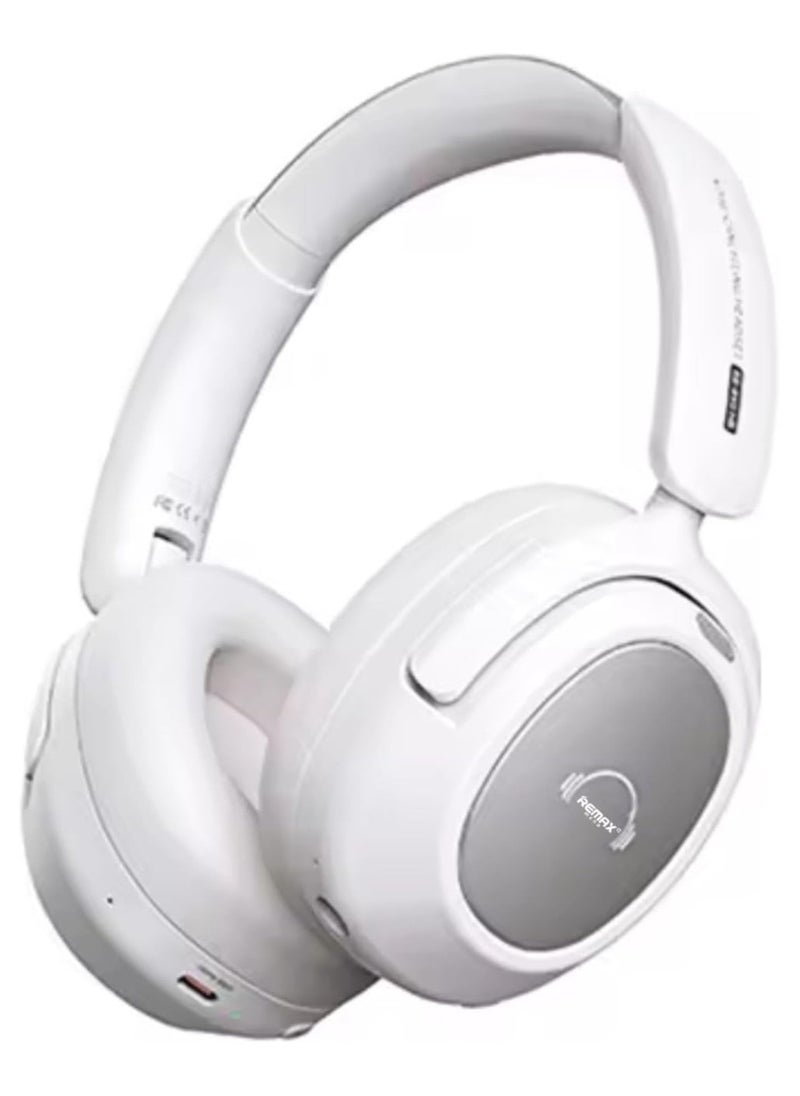Remax Mena Headset Blissful Series Active Noise-Canceling Music, Dual-Mic, Wireless 5.3 for Quick Connection, Transmission Distance 10M,Charging Case Battery 1000mAh (White) 