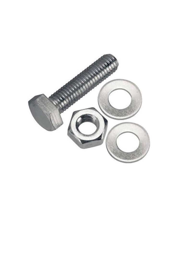 Generic - 12 pcs Hex Head Screw Bolts Nuts & Washers Fully Thread GI Plain Finish Bolt Set. (6, 100M) - Image 1