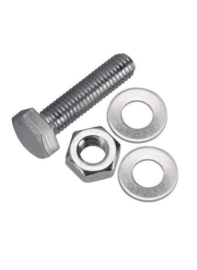 Generic - 12 pcs Hex Head Screw Bolts Nuts & Washers Fully Thread GI Plain Finish Bolt Set. (6, 100M) - Image 1