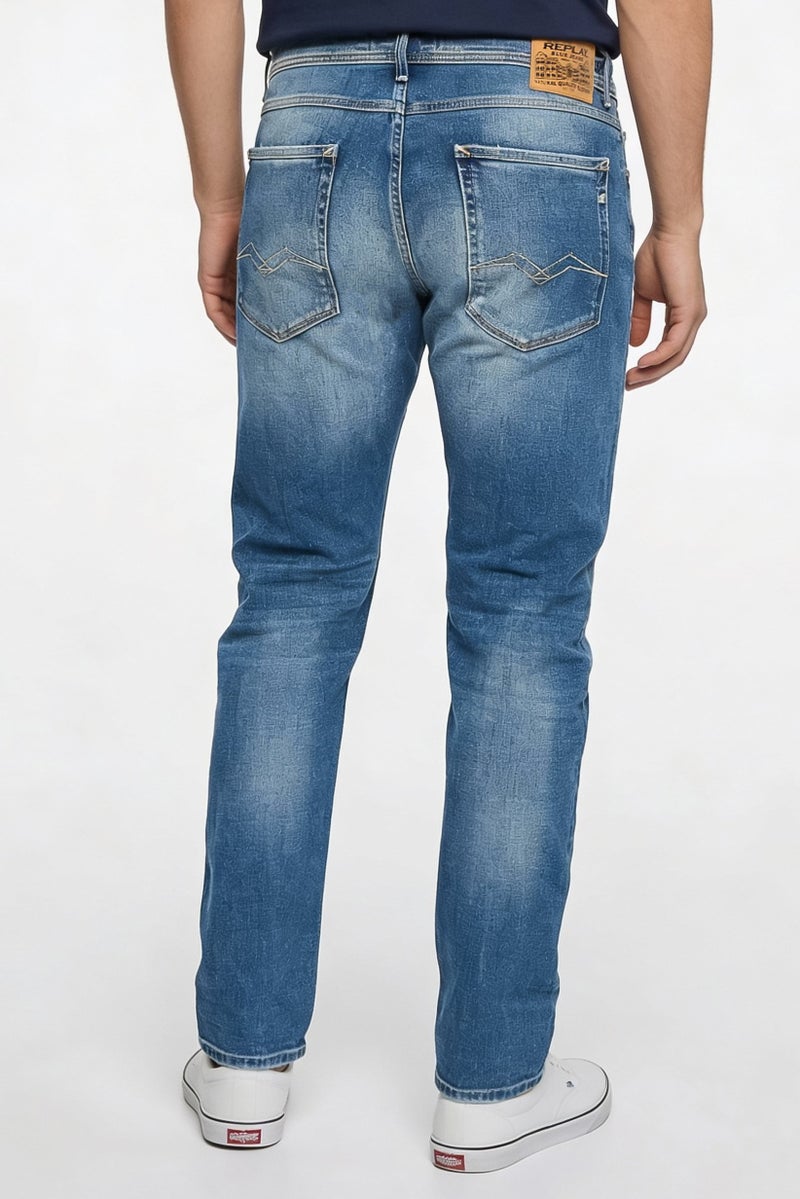 Replay Men Slim Fit Willbi Washed Stretchable Jeans, Blue - Image 3