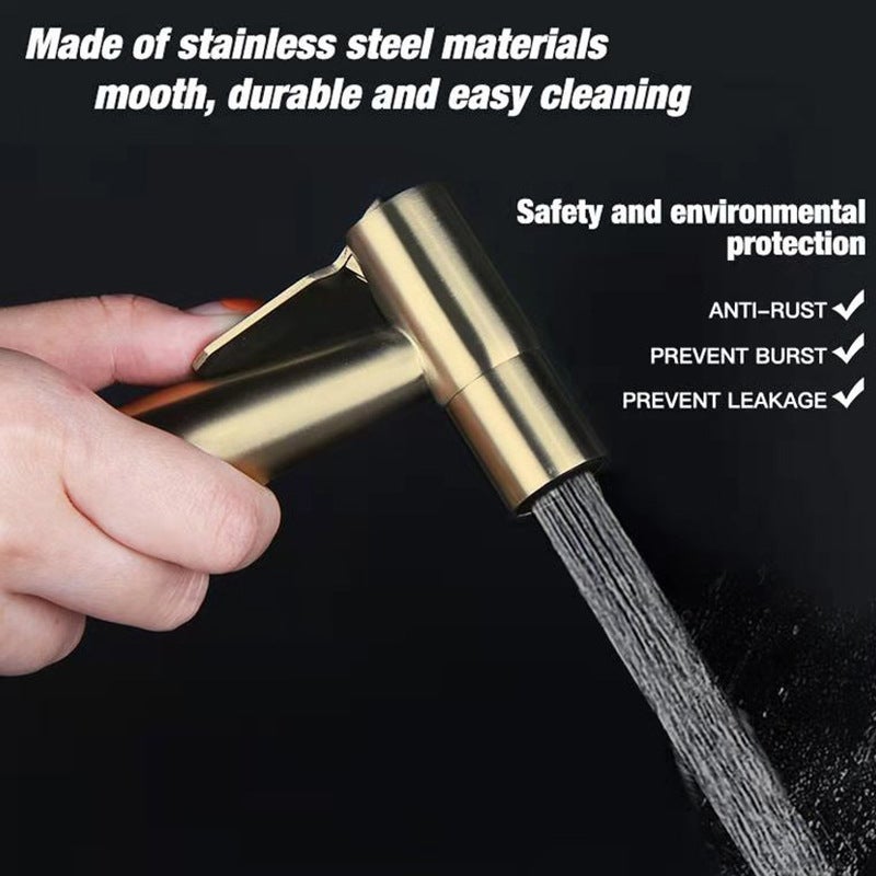 Gold Toilet Spray Gun Set Bathroom 304 Faucet Bidet All-Steel Cleaning Water Gun Spray Showerhead - Image 3