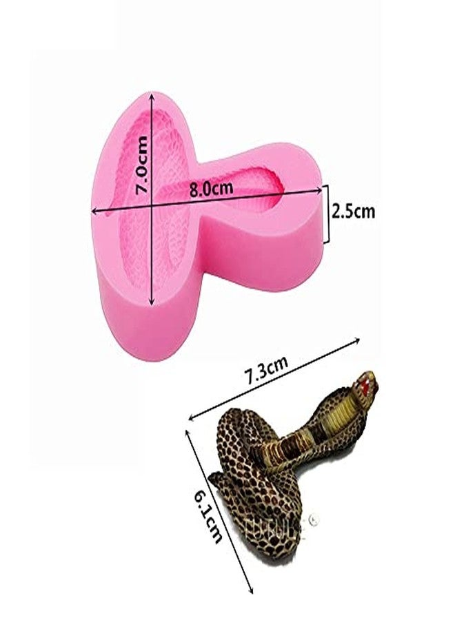 Jansowin 3D Cobras Snake Shape Keychain Silicone Mold for DIY Resin Bag Tag Wax Pendant Plaster Polymer Luggage Crystal Necklace Candy Desserts Craft Earrings Epoxy Crafting Mold Trinket Decoration - Image 2