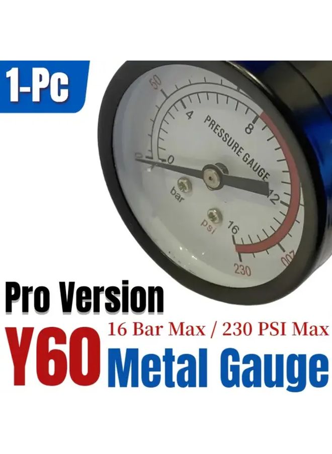 مقياس ضغط هواء Y60 مزدوج المقياس 16 بار 230 رطل/بوصة مربعة 1/4 BSP معدني - Image 4
