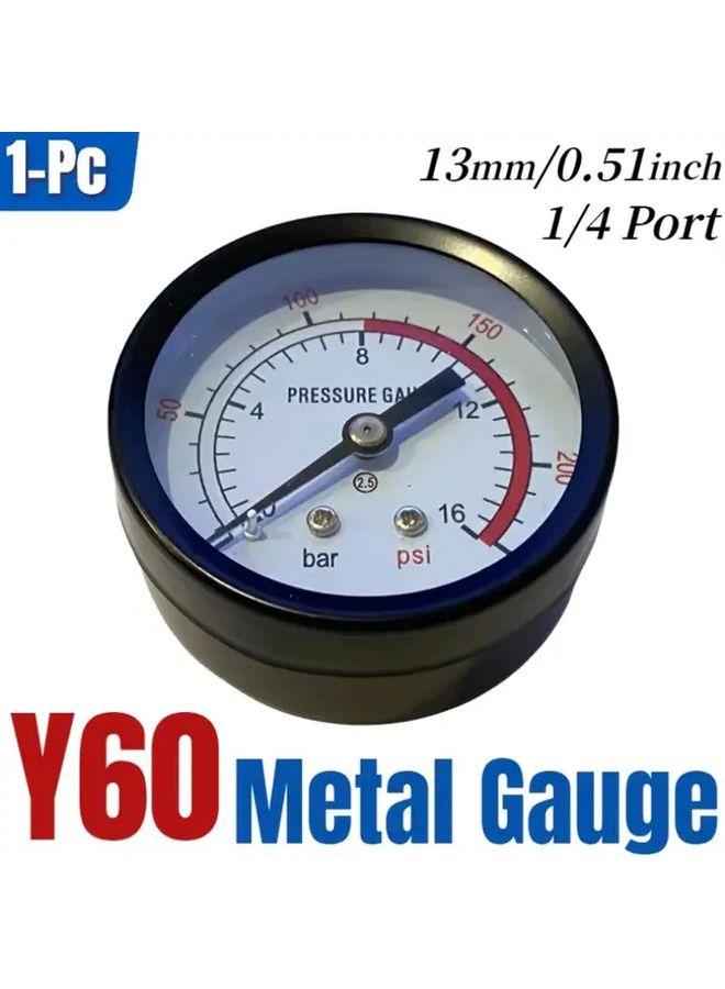 مقياس ضغط هواء Y60 مزدوج المقياس 16 بار 230 رطل/بوصة مربعة 1/4 BSP معدني - Image 5